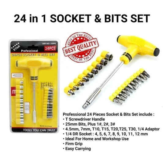 24 Pcs Socket And Bits Screwdriver Socket Tool Kit For Home Repair/Maintenance @ Just Rs.499/-